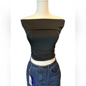 🆕 🖤 NWT DAZY Black Off Shoulder Ruched Cropped Top | Women’s Sz S